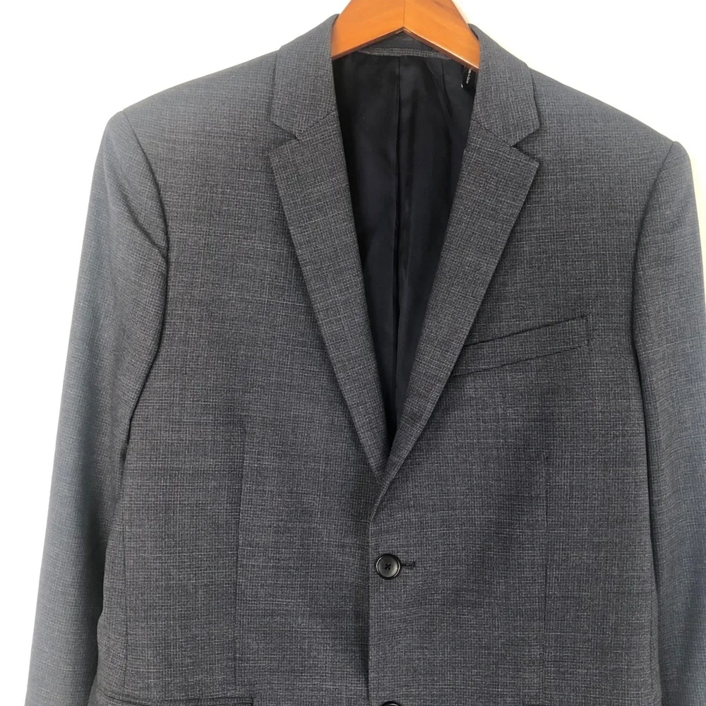 Theory Mens Rodolf Wool Blazer Size 40 Gray Blue Work Business Wedding‎